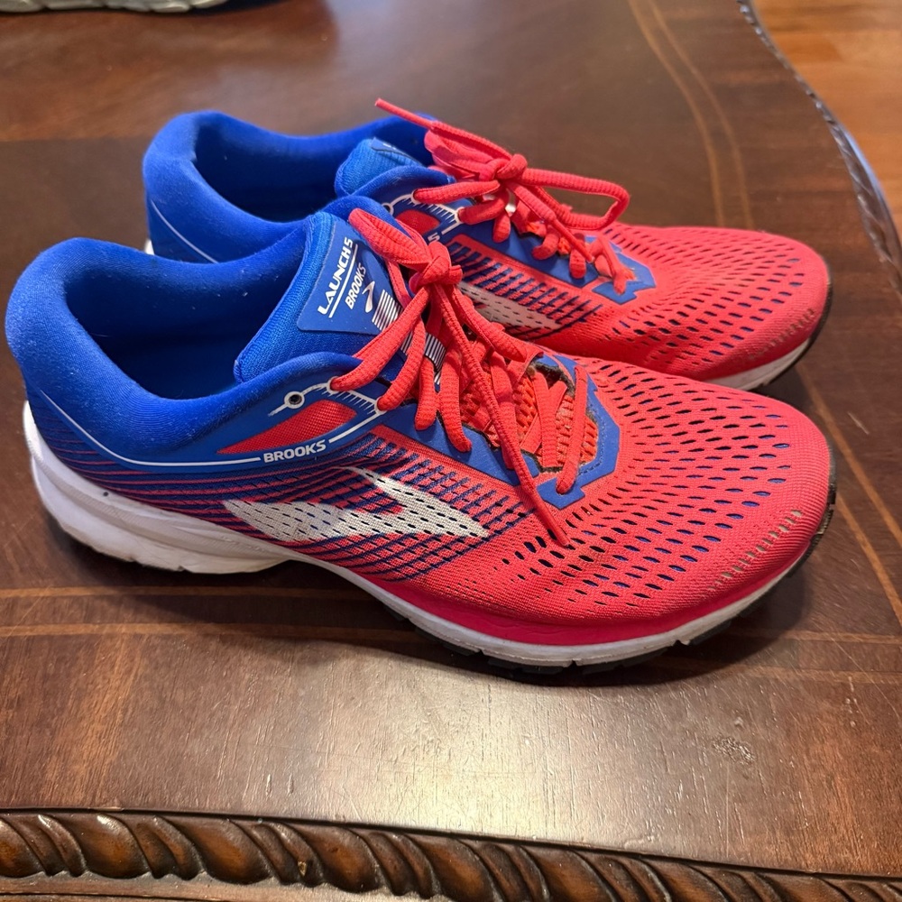 Brooks Launch Red and Blue Athletic Shoes